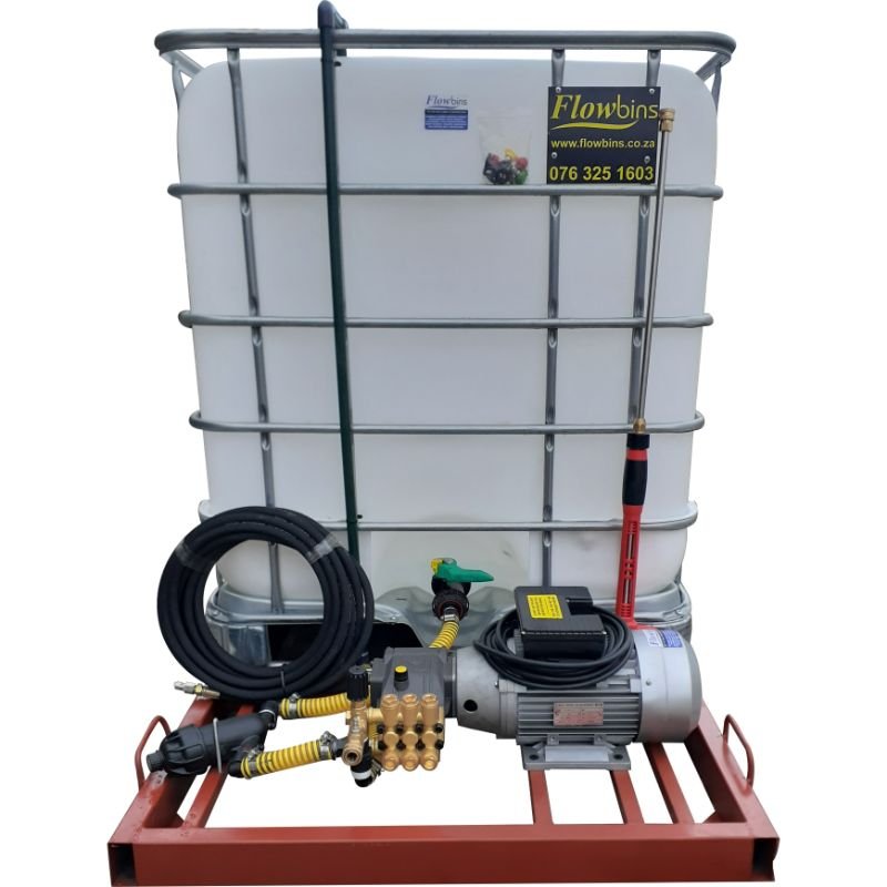 1000l Mobile High Pressure Washer 2.2kw-220v-100bar Flowbin unit