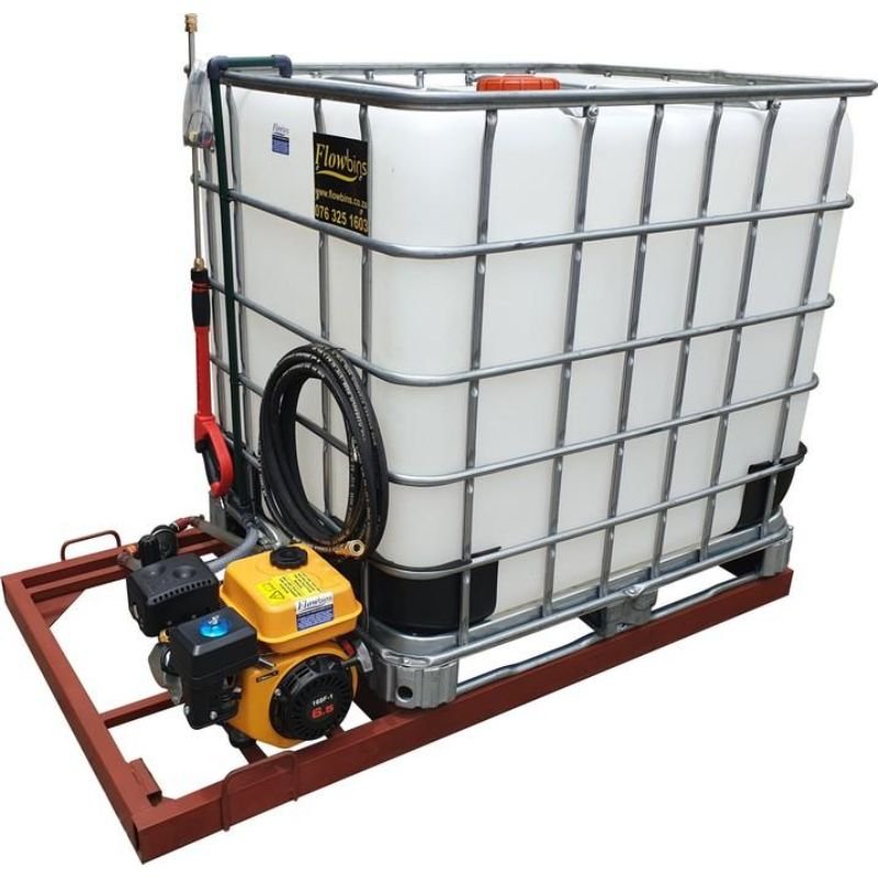 1000l Mobile High Pressure Washer 6.5hp-petrol-186-bar Flowbin unit