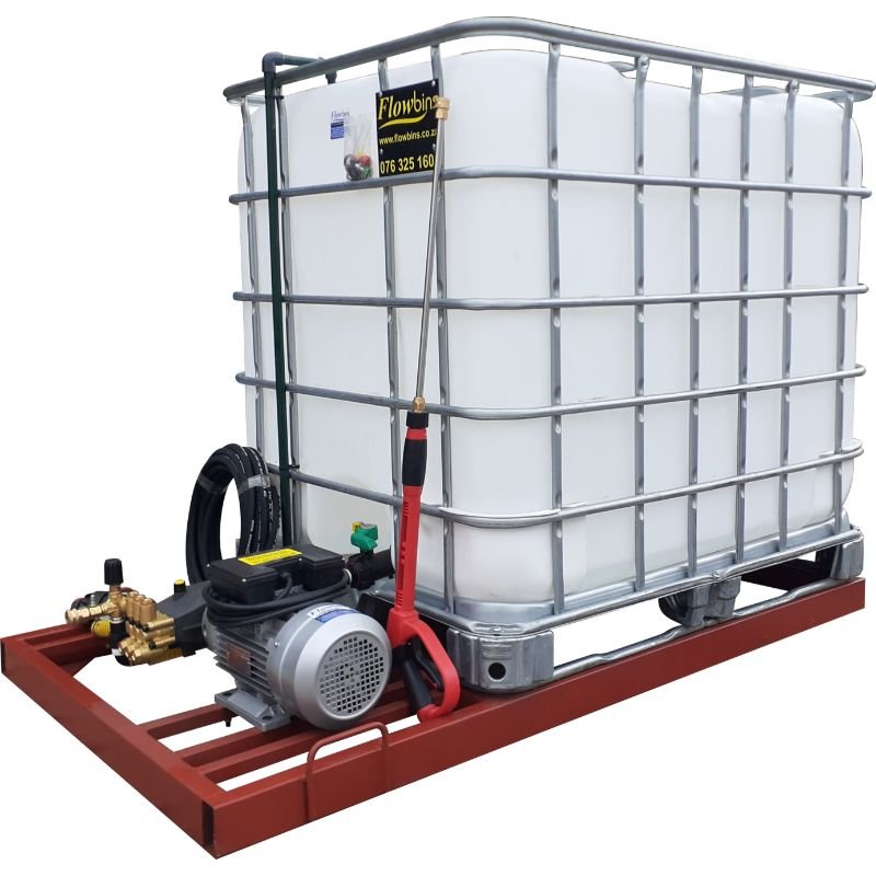 1000l Mobile High Pressure Washer 2.2kw-220v-100bar Flowbin unit