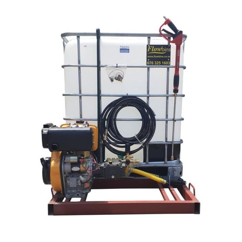 1000l Mobile High Pressure Washer-Diesel-Electric-Start-241-Bar-Flowbin