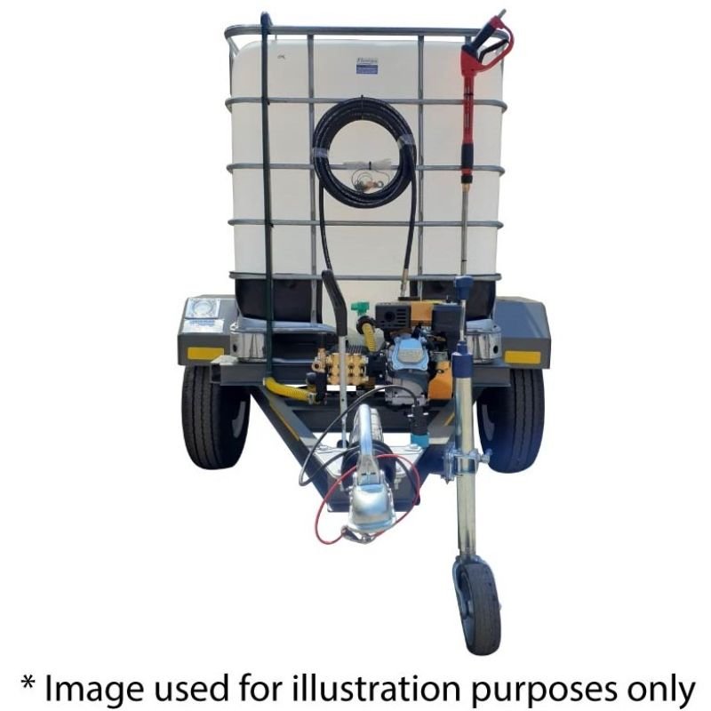 1000l High Pressure Washer trailer 100bar-220v-Flowbin braked