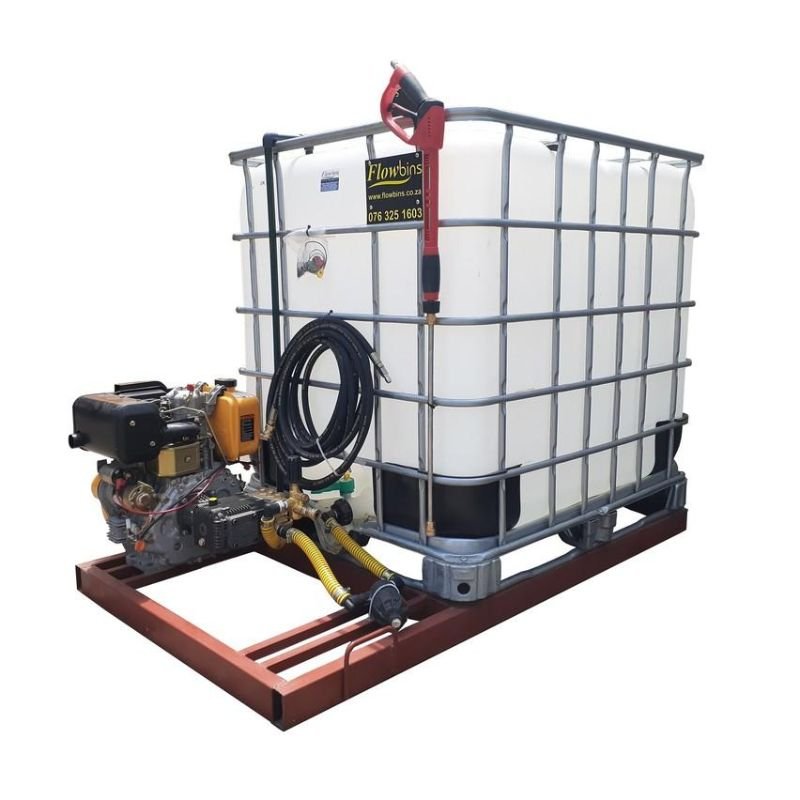 1000l Mobile High Pressure Washer-Diesel-Electric-Start-241-Bar-Flowbin