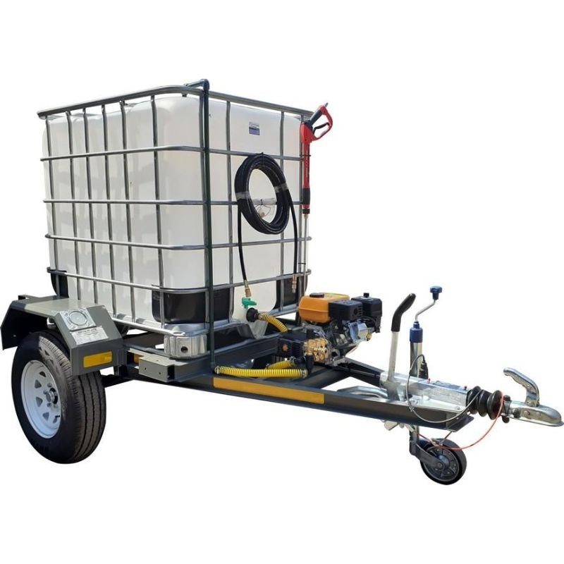 1000l High Pressure Washer trailer 186bar-petrol braked