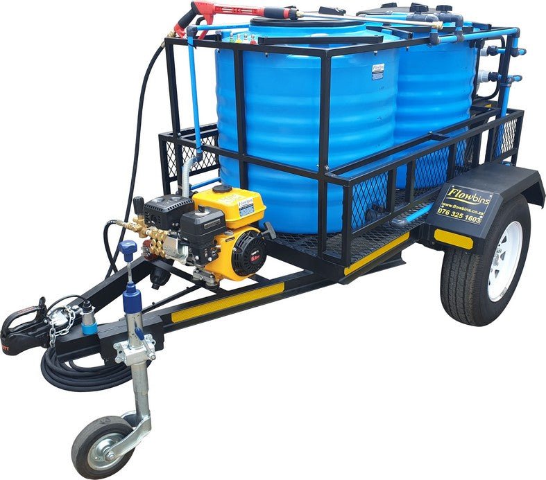 300l vertical 186bar pressure washer and 300l 2.5bar water bowser on braked trailer - Price On Request