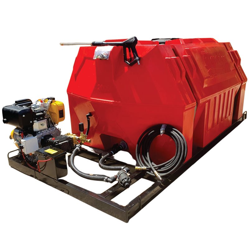 1000l Mobile High Pressure Washer Diesel-Electric-Start-241Bar-Horizontal Unit