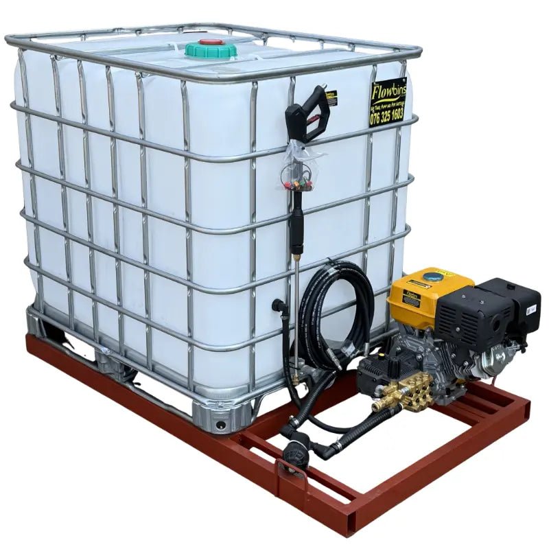 1000l Mobile High Pressure Washer 13hp-petrol-248-bar Flowbin unit