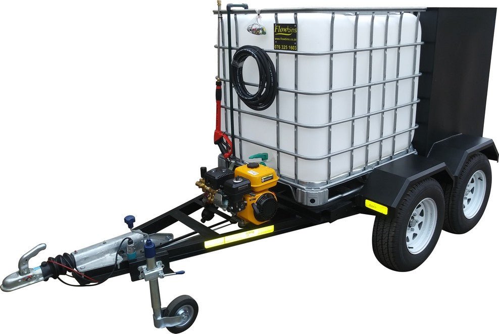 Pressure washer 186bar with steel cabinet 1000lt Flowbin , double axle braked trailer unit - Price On Request