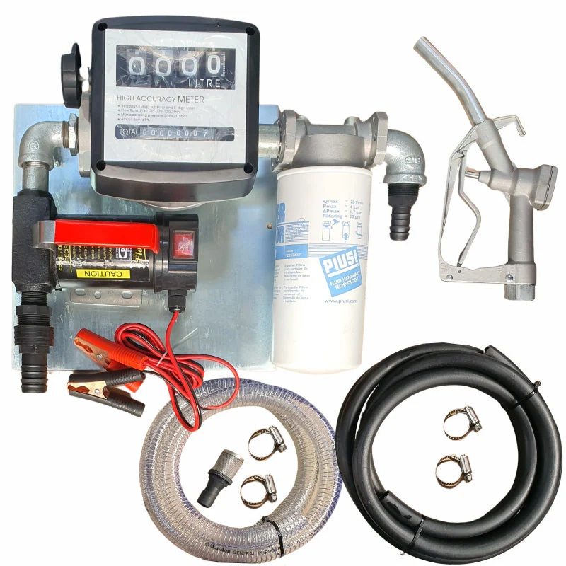 40lt – 12v Diesel pump kit with water absorbent filter – Fully assembled on wall-mount plate for sale in South Africa - SME Warehousing Solution