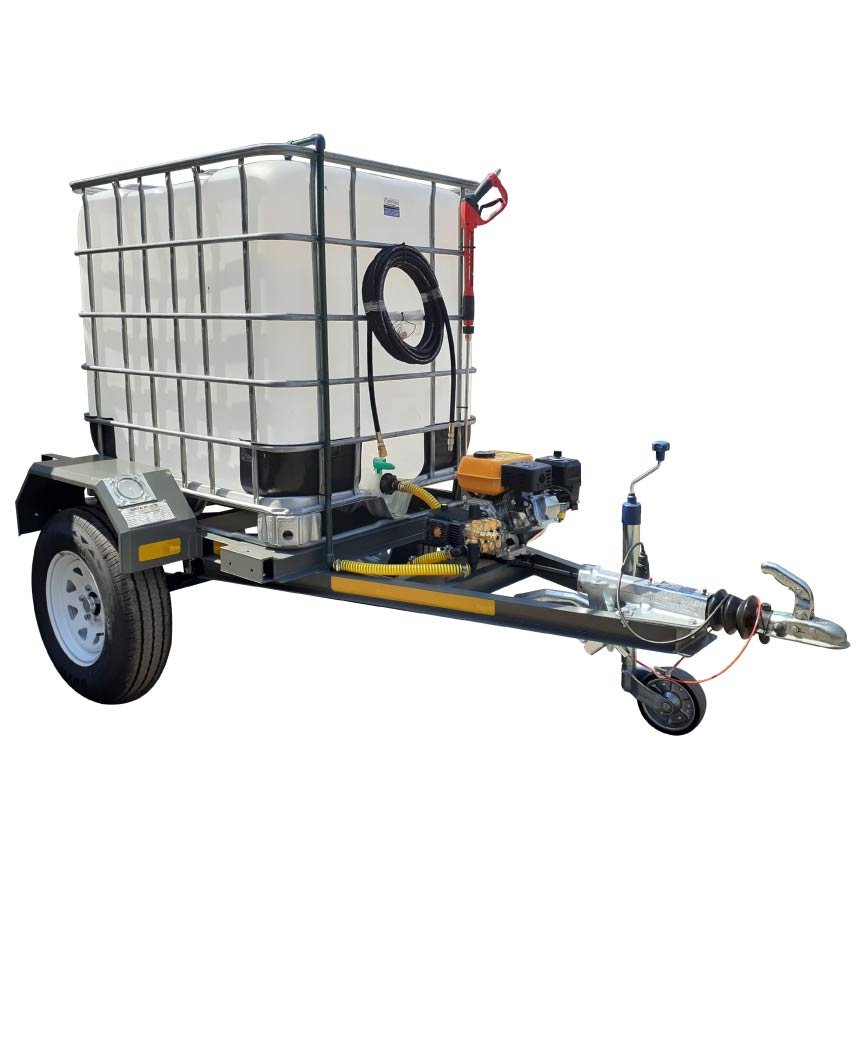 1000l High Pressure Washer trailer 186bar-petrol unbraked