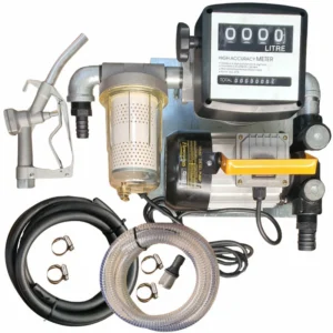 60lt Flowpump – 220v Diesel pump kit with transparent dirt filter – Fully assembled on wall-mount plate for sale in South Africa - SME Warehousing Solutions